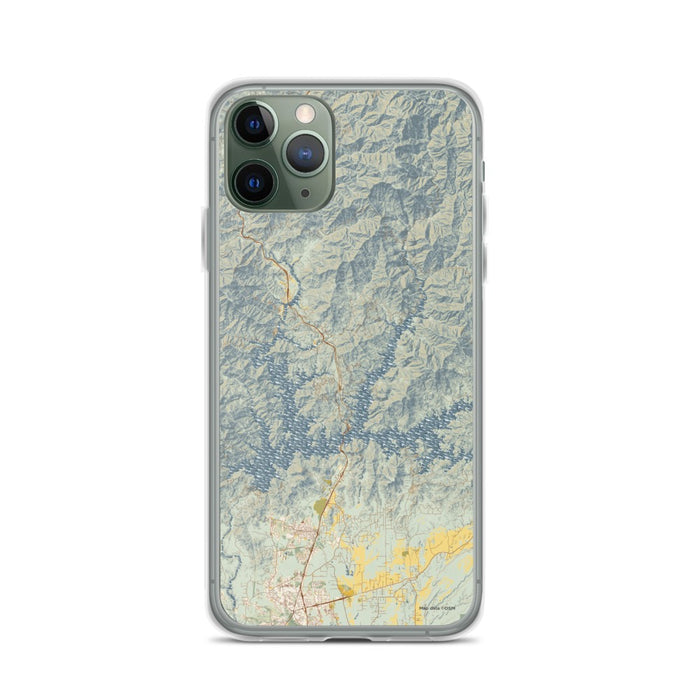 Custom iPhone 11 Pro Shasta Lake California Map Phone Case in Woodblock