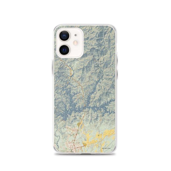 Custom iPhone 12 Shasta Lake California Map Phone Case in Woodblock