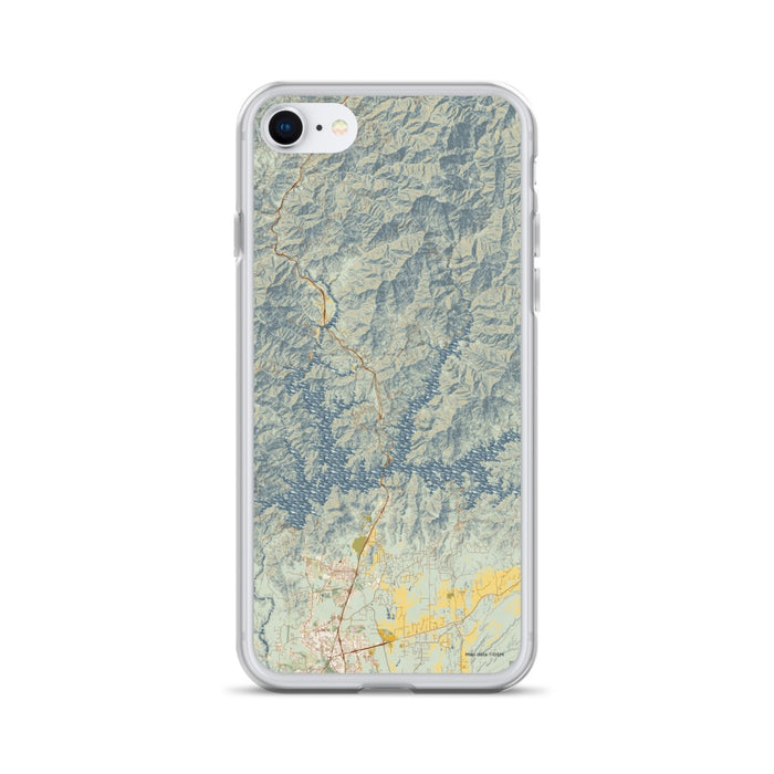 Custom iPhone SE Shasta Lake California Map Phone Case in Woodblock