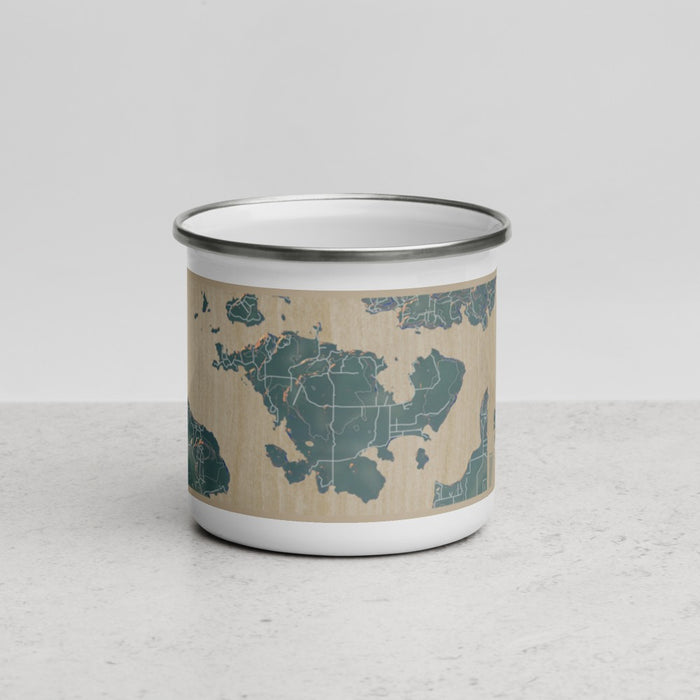 Front View Custom Shaw Island Washington Map Enamel Mug in Afternoon