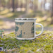 Right View Custom Shaw Island Washington Map Enamel Mug in Afternoon on Grass With Trees in Background