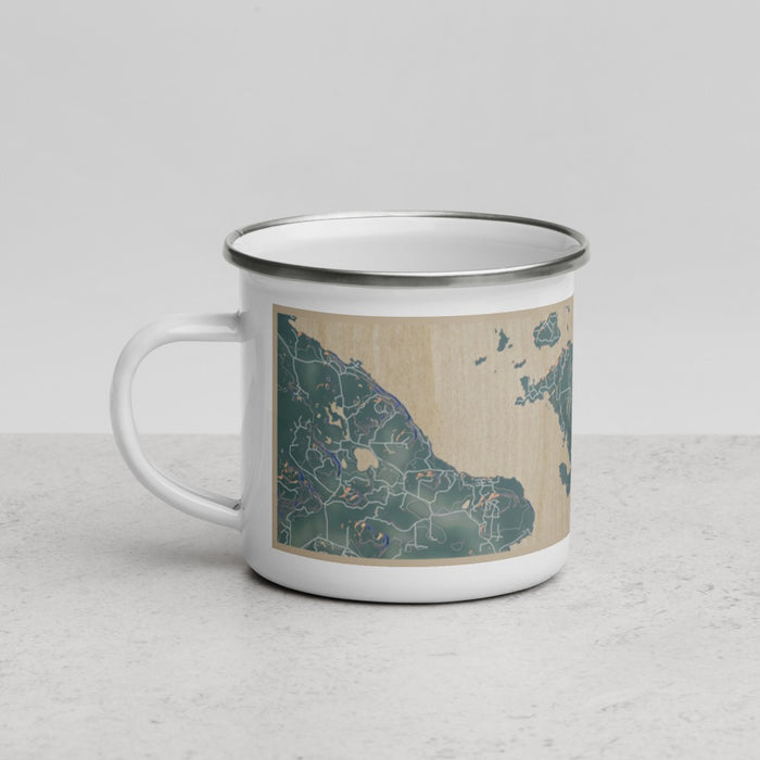 Left View Custom Shaw Island Washington Map Enamel Mug in Afternoon