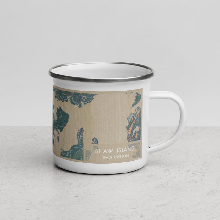 Right View Custom Shaw Island Washington Map Enamel Mug in Afternoon