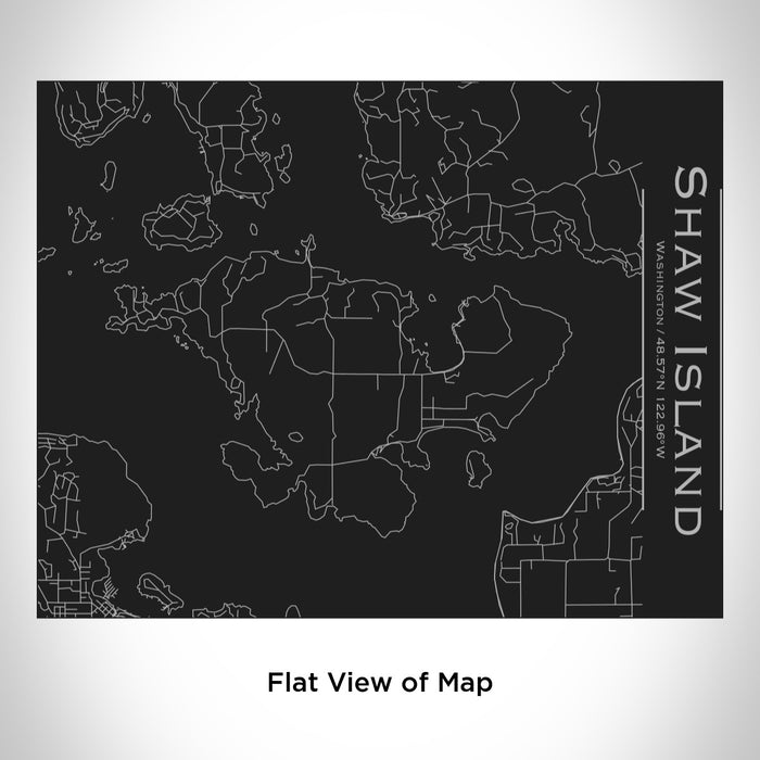 Rendered View of Shaw Island Washington Map Engraving on 20oz Stainless Steel Insulated Bottle with Bamboo Top in Black