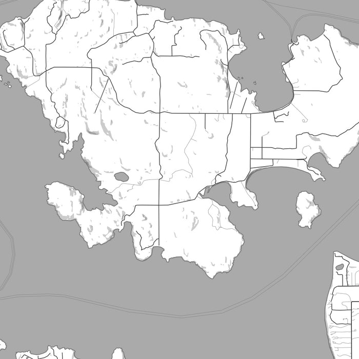 Shaw Island Washington Map Print in Classic Style Zoomed In Close Up Showing Details