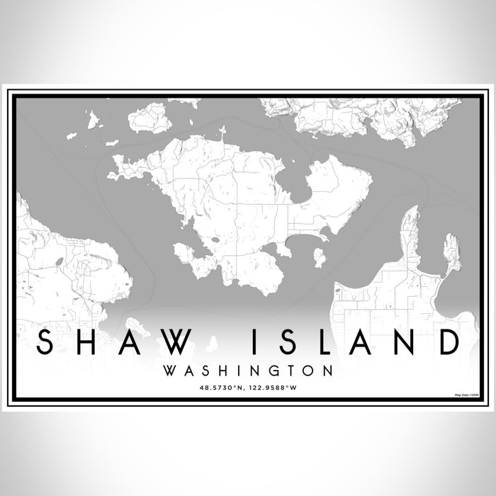 Shaw Island Washington Map Print Landscape Orientation in Classic Style With Shaded Background