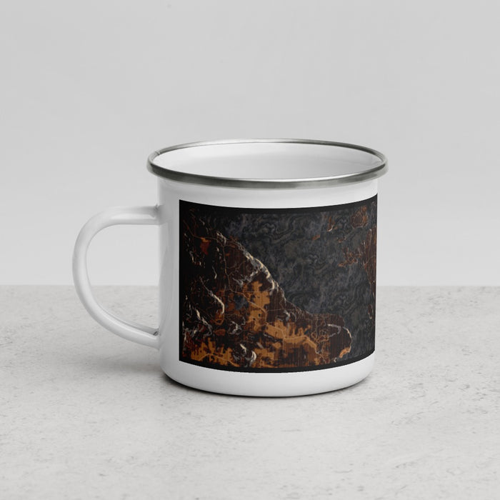 Left View Custom Shaw Island Washington Map Enamel Mug in Ember