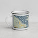 Left View Custom Shaw Island Washington Map Enamel Mug in Woodblock