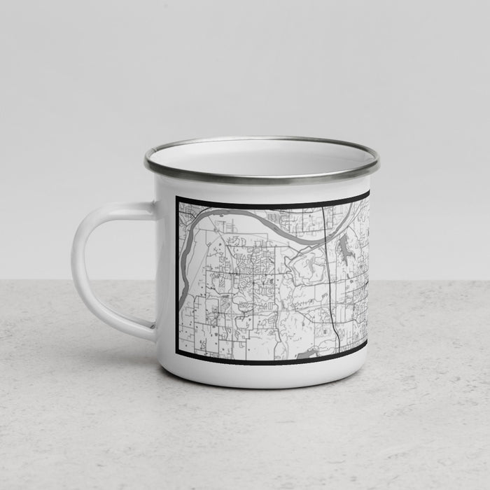 Left View Custom Shawnee Kansas Map Enamel Mug in Classic