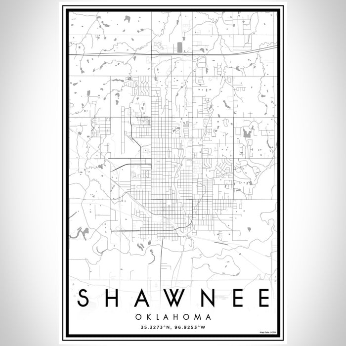 Shawnee Oklahoma Map Print Portrait Orientation in Classic Style With Shaded Background