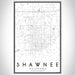 Shawnee Oklahoma Map Print Portrait Orientation in Classic Style With Shaded Background