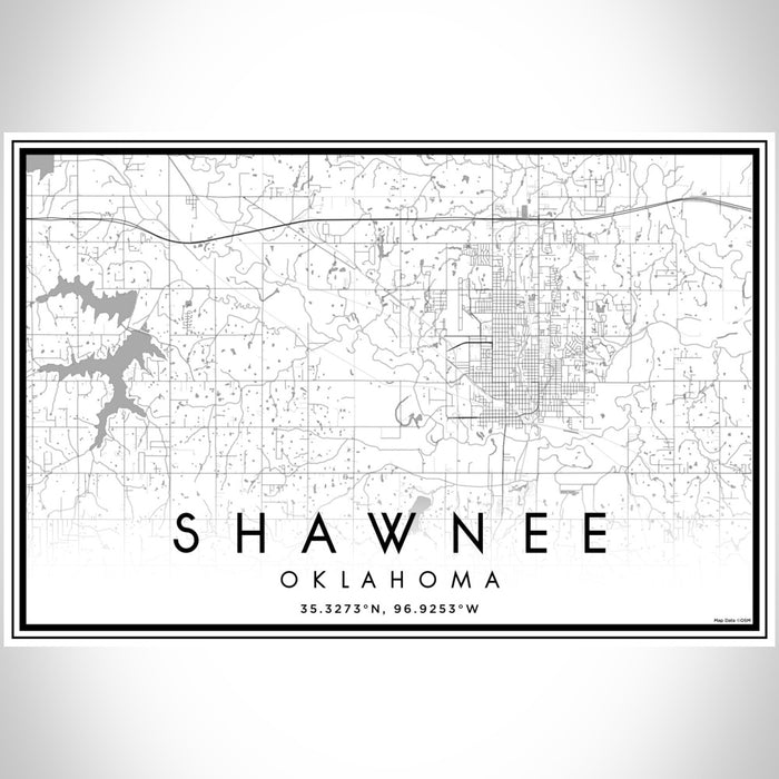 Shawnee Oklahoma Map Print Landscape Orientation in Classic Style With Shaded Background