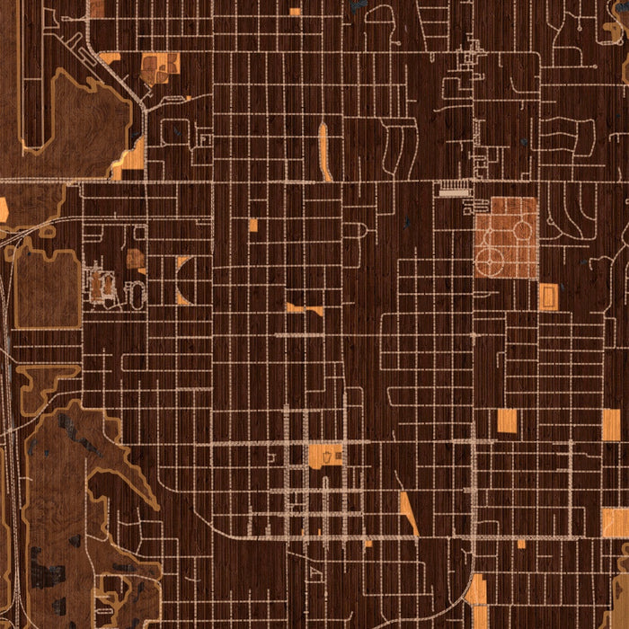 Shawnee Oklahoma Map Print in Ember Style Zoomed In Close Up Showing Details