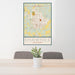 24x36 Shawnee Oklahoma Map Print Portrait Orientation in Woodblock Style Behind 2 Chairs Table and Potted Plant