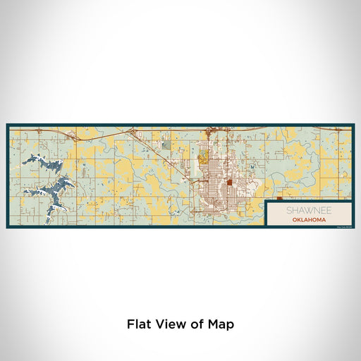 Flat View of Map Custom Shawnee Oklahoma Map Enamel Mug in Woodblock