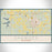 Shawnee Oklahoma Map Print Landscape Orientation in Woodblock Style With Shaded Background