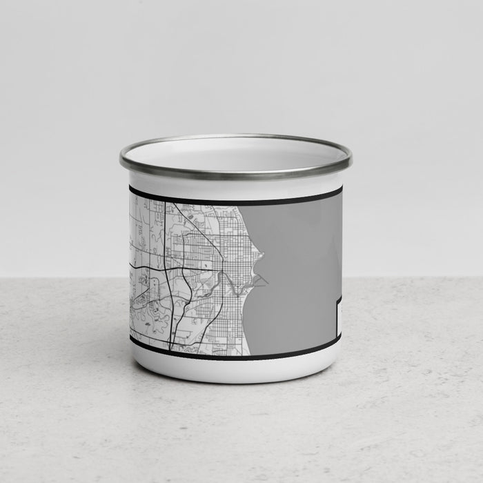 Front View Custom Sheboygan Wisconsin Map Enamel Mug in Classic