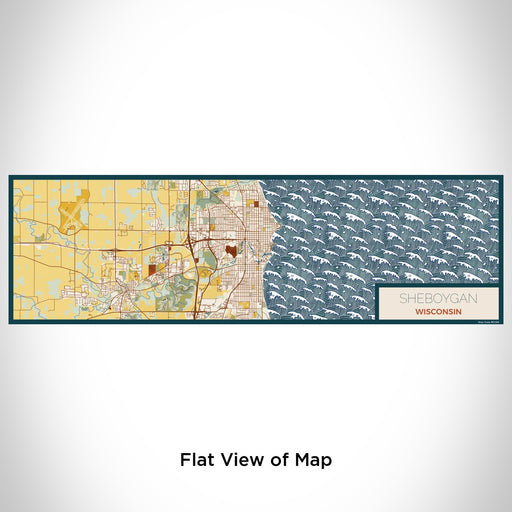 Flat View of Map Custom Sheboygan Wisconsin Map Enamel Mug in Woodblock