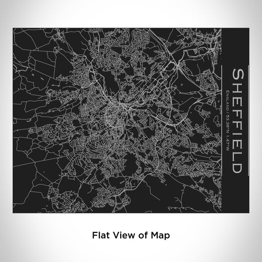 Rendered View of Sheffield England Map Engraving on 20oz Stainless Steel Insulated Bottle with Bamboo Top in Black