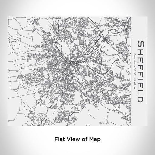 Rendered View of Sheffield England Map Engraving on 20oz Stainless Steel Insulated Bottle with Bamboo Top in White