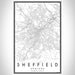 Sheffield England Map Print Portrait Orientation in Classic Style With Shaded Background