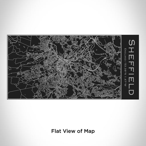 Rendered View of Sheffield England Map Engraving on 17oz Stainless Steel Insulated Cola Bottle in Black