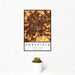 12x18 Sheffield England Map Print Portrait Orientation in Ember Style With Small Cactus Plant in White Planter