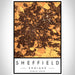 Sheffield England Map Print Portrait Orientation in Ember Style With Shaded Background