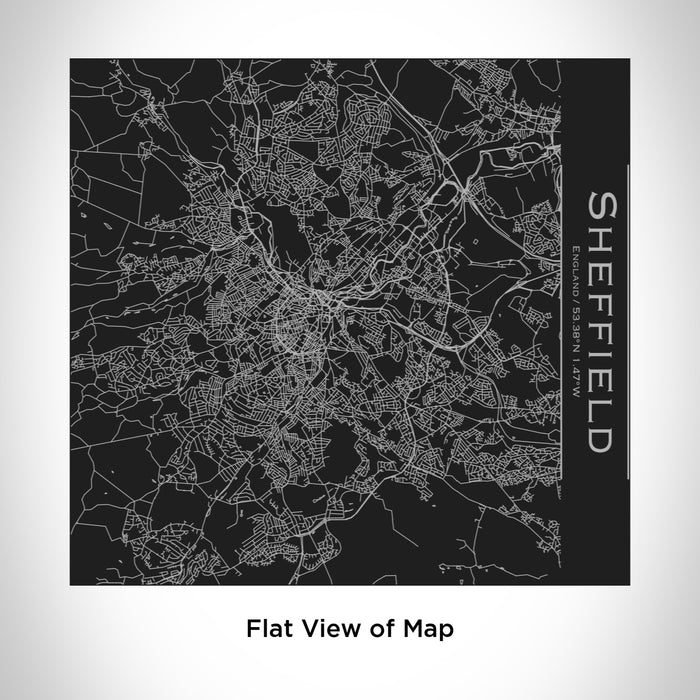 Rendered View of Sheffield England Map Engraving on 17oz Stainless Steel Insulated Tumbler in Black