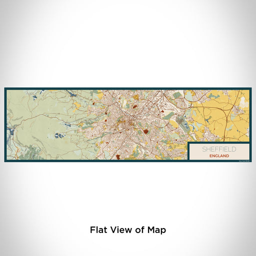 Flat View of Map Custom Sheffield England Map Enamel Mug in Woodblock