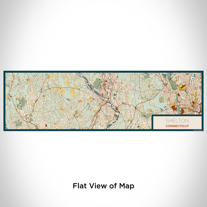 Flat View of Map Custom Shelton Connecticut Map Enamel Mug in Woodblock