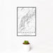 12x18 Shenandoah National Park Map Print Portrait Orientation in Classic Style With Small Cactus Plant in White Planter