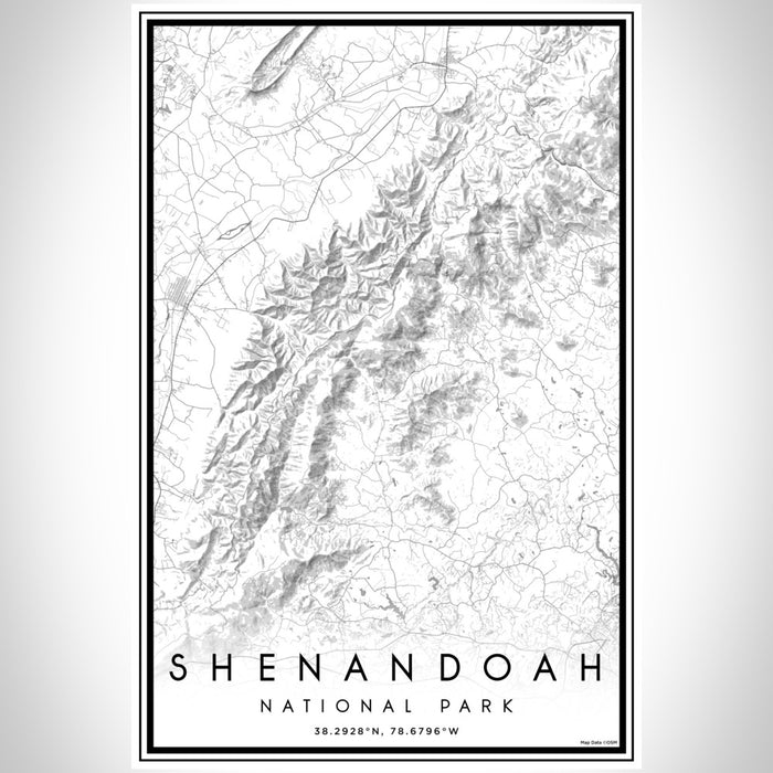 Shenandoah National Park Map Print Portrait Orientation in Classic Style With Shaded Background