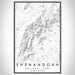 Shenandoah National Park Map Print Portrait Orientation in Classic Style With Shaded Background