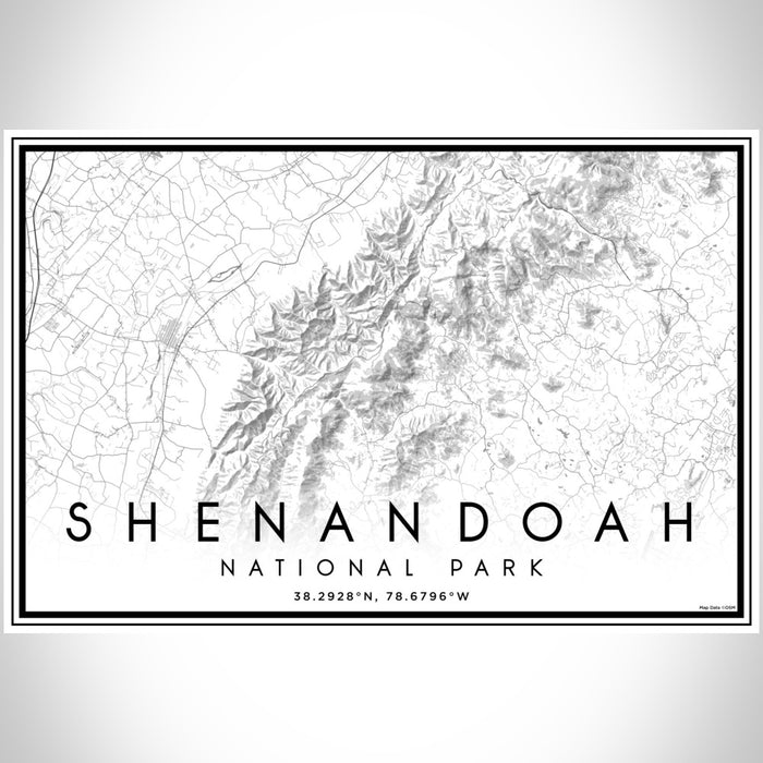 Shenandoah National Park Map Print Landscape Orientation in Classic Style With Shaded Background