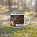 Right View Custom Shenandoah National Park Map Enamel Mug in Ember on Grass With Trees in Background