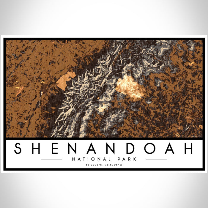 Shenandoah National Park Map Print Landscape Orientation in Ember Style With Shaded Background