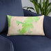 Custom Shenandoah National Park Map Throw Pillow in Watercolor on Blue Colored Chair