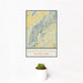 12x18 Shenandoah National Park Map Print Portrait Orientation in Woodblock Style With Small Cactus Plant in White Planter