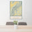 24x36 Shenandoah National Park Map Print Portrait Orientation in Woodblock Style Behind 2 Chairs Table and Potted Plant