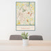 24x36 Shenango Valley Pennsylvania Map Print Portrait Orientation in Woodblock Style Behind 2 Chairs Table and Potted Plant