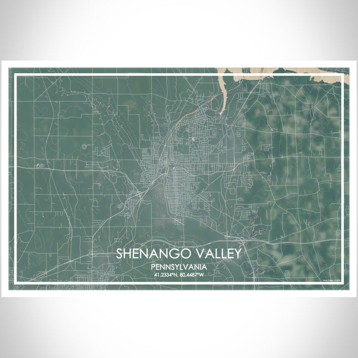 shenango valley Pennsylvania Map Print Landscape Orientation in Afternoon Style With Shaded Background