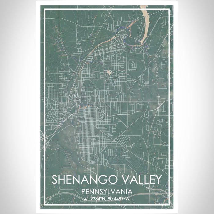 shenango valley Pennsylvania Map Print Portrait Orientation in Afternoon Style With Shaded Background
