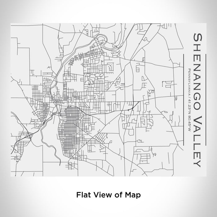 Rendered View of Shenango Valley Pennsylvania Map Engraving on 20oz Stainless Steel Insulated Bottle with Bamboo Top in White