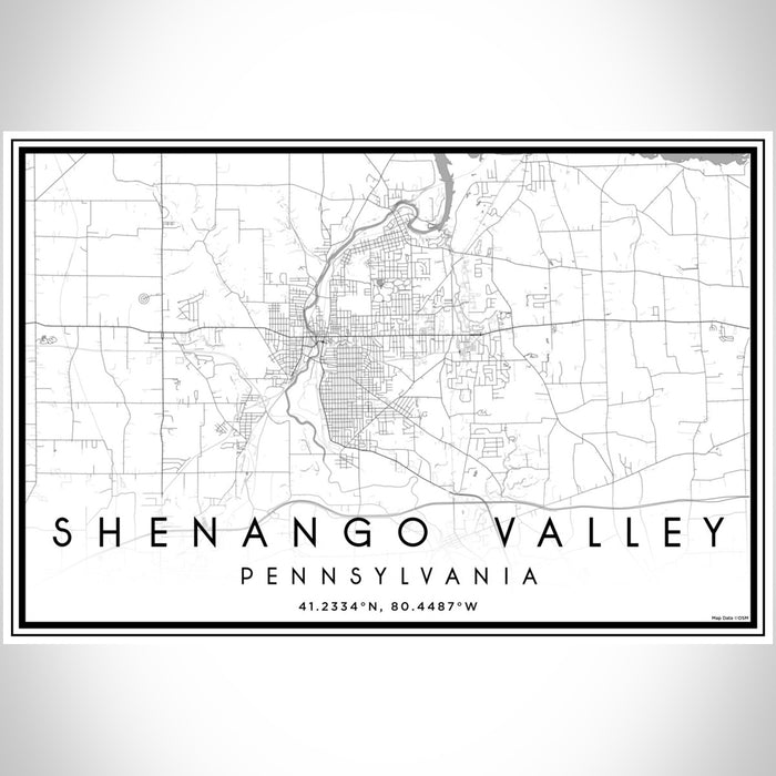 Shenango Valley Pennsylvania Map Print Landscape Orientation in Classic Style With Shaded Background