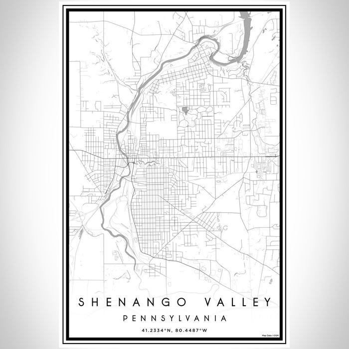Shenango Valley Pennsylvania Map Print Portrait Orientation in Classic Style With Shaded Background