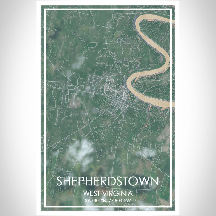 Shepherdstown West Virginia Map Print Portrait Orientation in Afternoon Style With Shaded Background