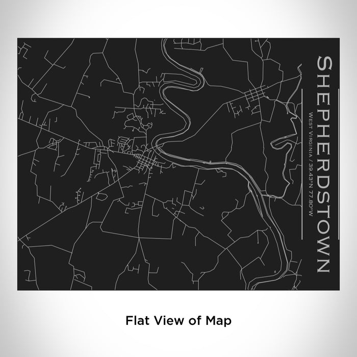 Rendered View of Shepherdstown West Virginia Map Engraving on 20oz Stainless Steel Insulated Bottle with Bamboo Top in Black