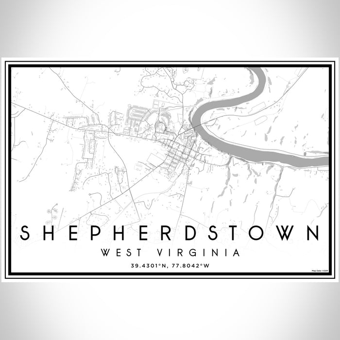 Shepherdstown West Virginia Map Print Landscape Orientation in Classic Style With Shaded Background