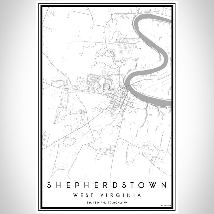 Shepherdstown West Virginia Map Print Portrait Orientation in Classic Style With Shaded Background